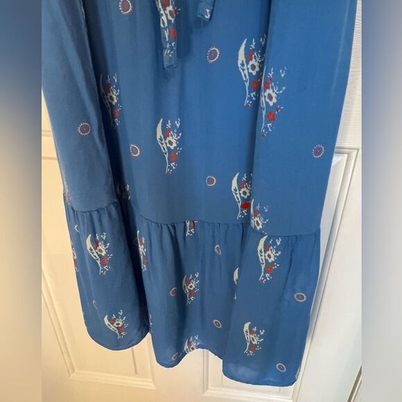 S.R. Fashion Vintage Blue Floral Midi Dress Sz Large - Picture 9 of 9